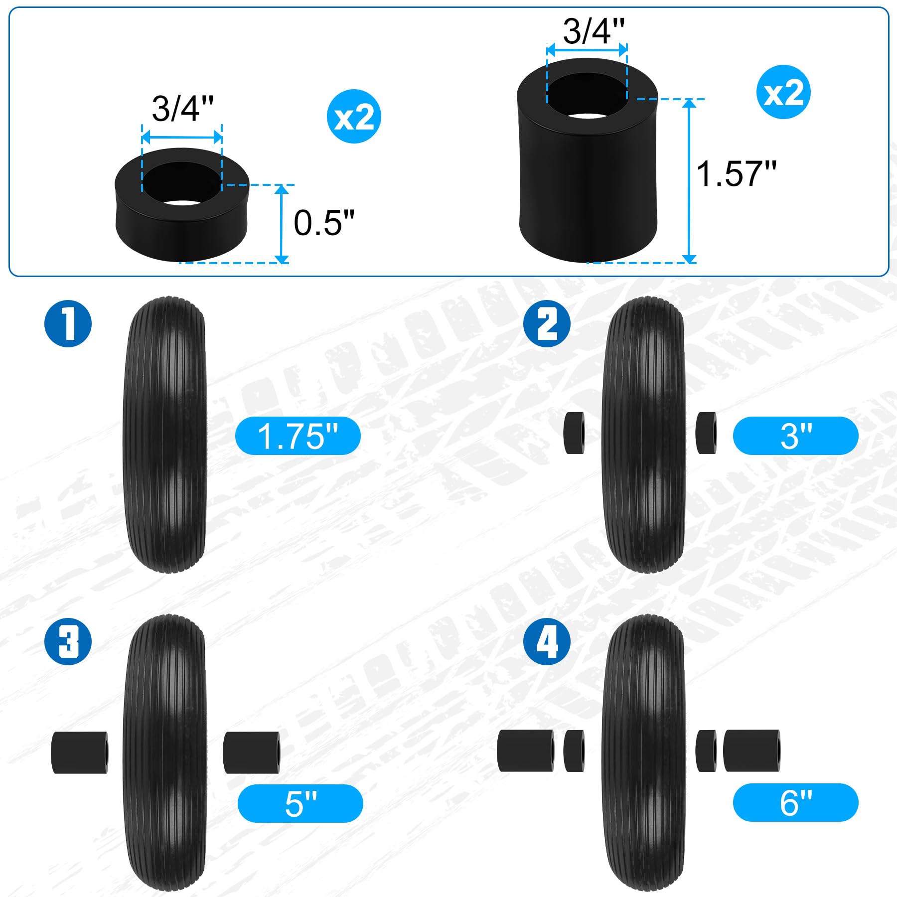 Phepetroll 13-inch tread design enhances stability and drainage