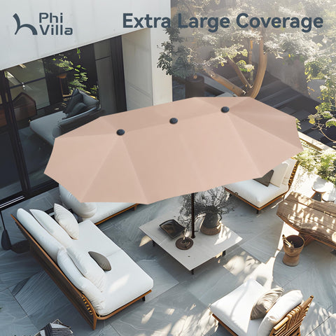 PHI VILLA 13ft crank lift umbrella enables smooth opening and closing.