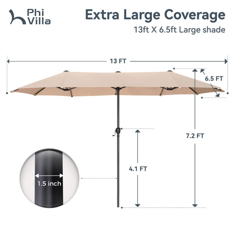 PHI VILLA 13ft wide coverage ideal for large tables and seating.