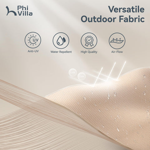 PHI VILLA 13ft fade-resistant polyester canopy stays vibrant outdoors.