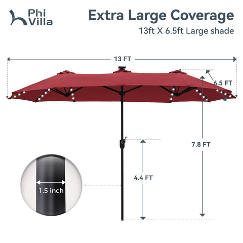 PHI VILLA dimensions 13ft by 6.5ft for broad shade coverage