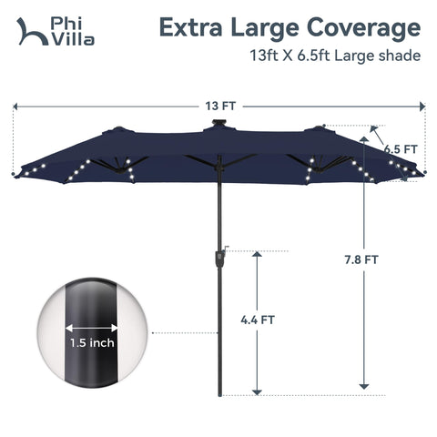 PHI VILLA 100% polyester canopy resists UV rays and cleans easily.
