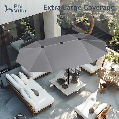 PHI VILLA rust-resistant steel pole and 12 ribs for durable outdoor use.