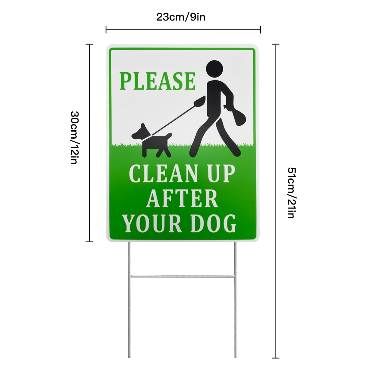 Philoch clean-up dog sign back view; two-sided visibility from all directions