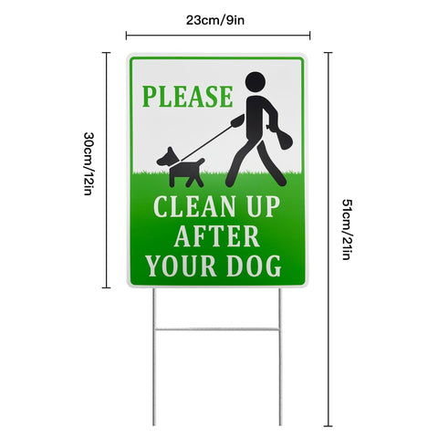 Philoch clean-up dog sign back view; two-sided visibility from all directions