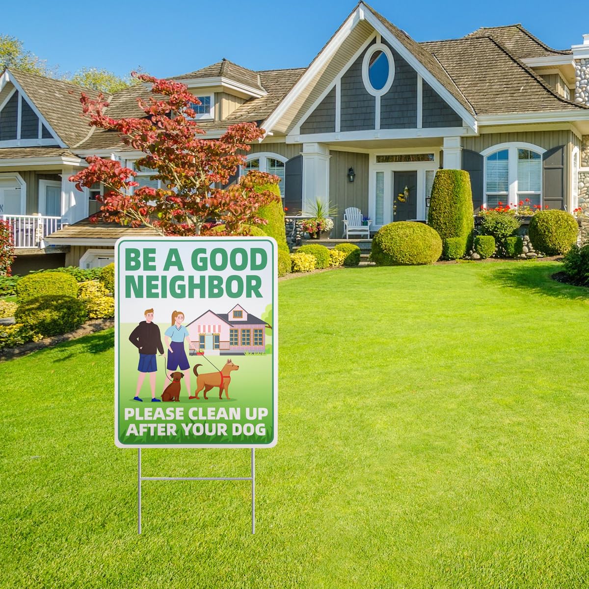 Philoch signs enhance yard clarity, guiding dog owners to clean up.