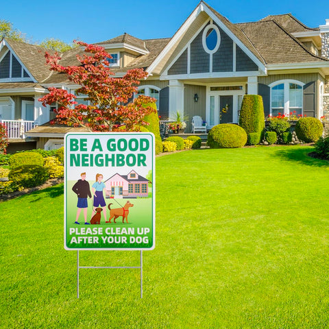 Philoch signs enhance yard clarity, guiding dog owners to clean up.
