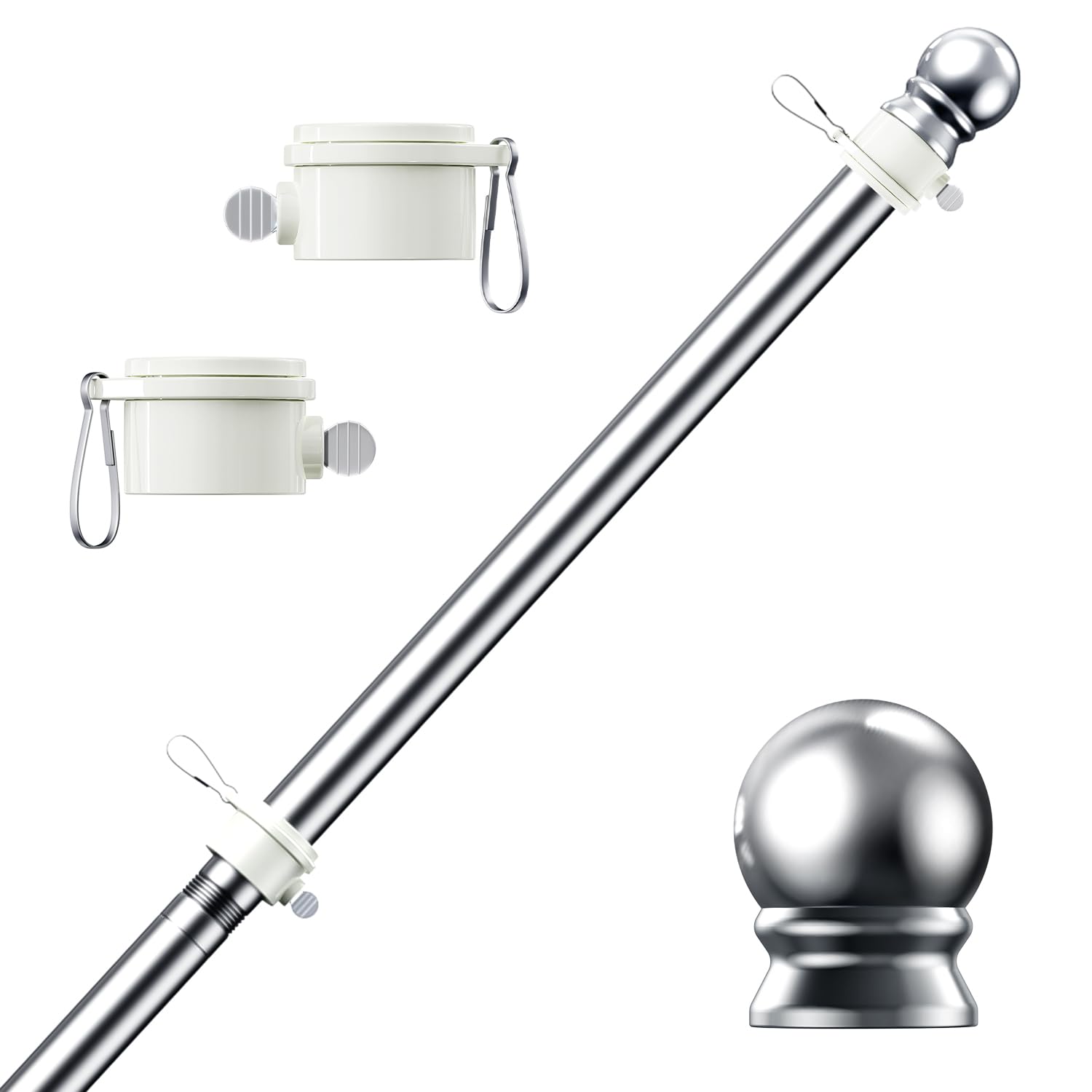 PHITRIC flag pole with four sections easily assembled for patio or yard.