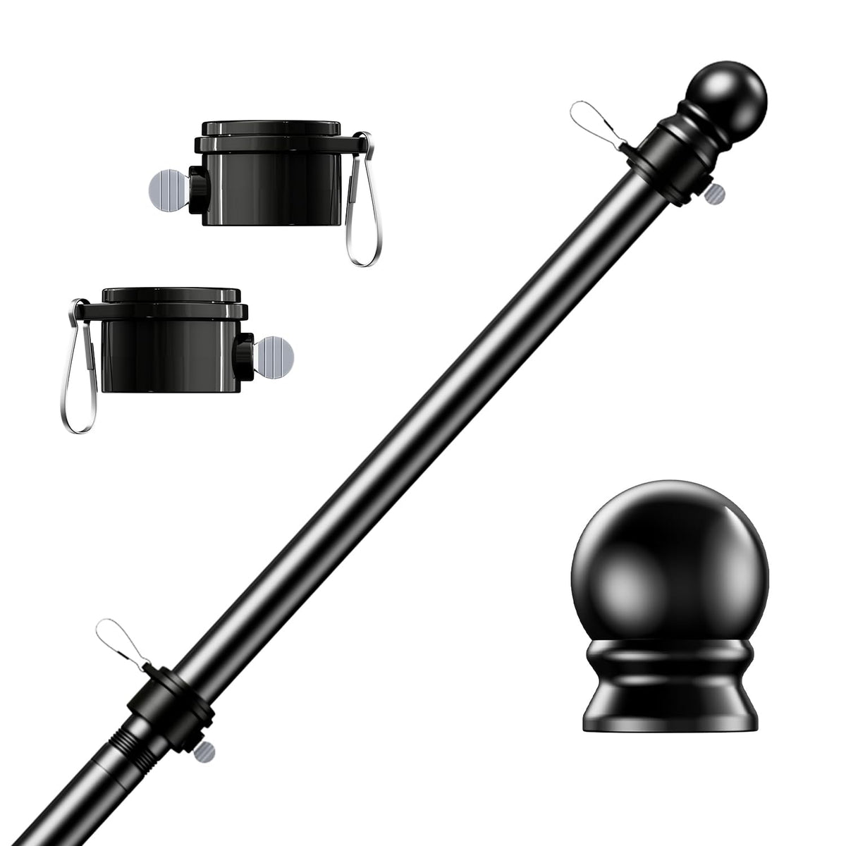 PHITRIC flag pole 6ft assembly shows modular sections for quick, tool-free setup.