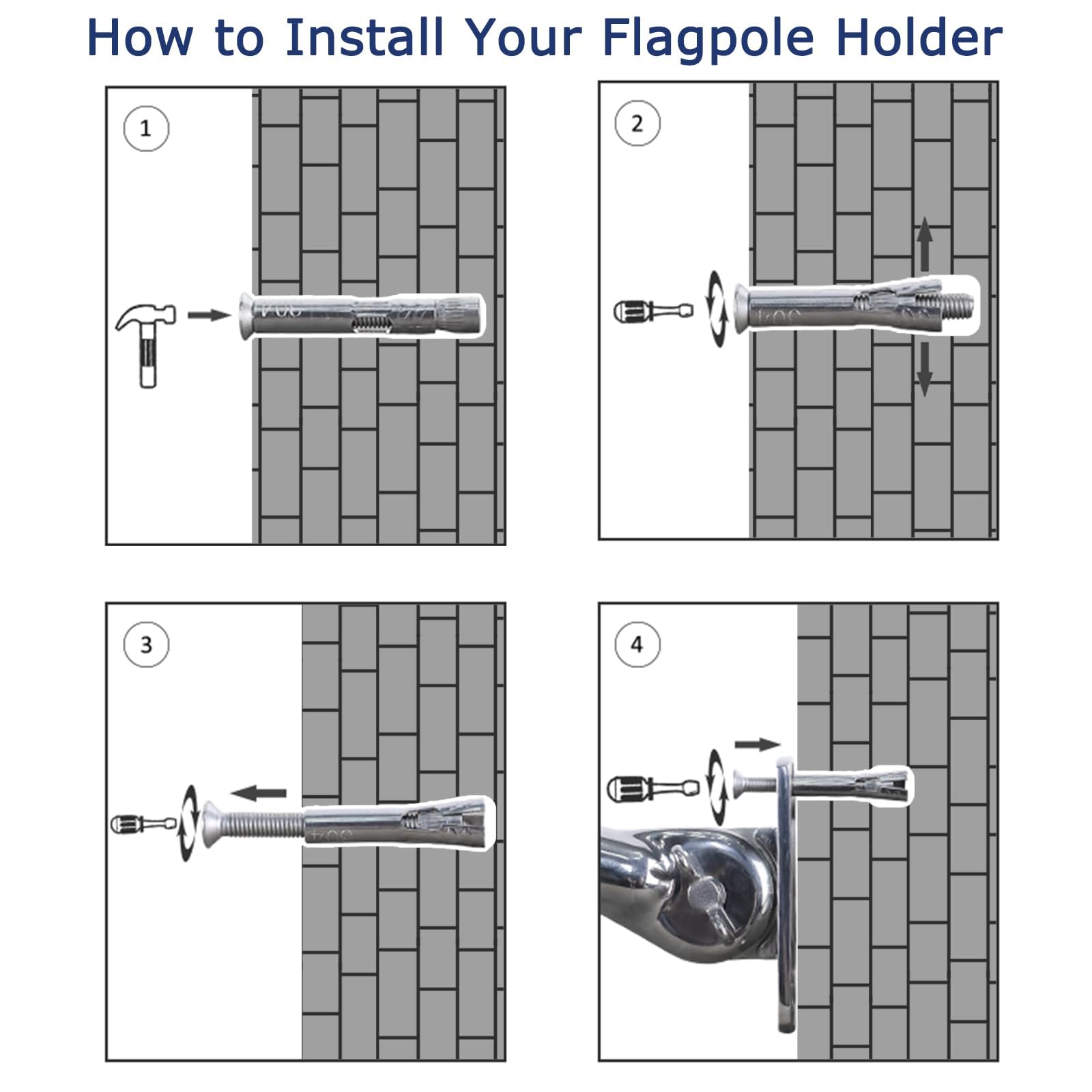 PHITRIC flag pole holder wide application for walls, porches, fences, and more.