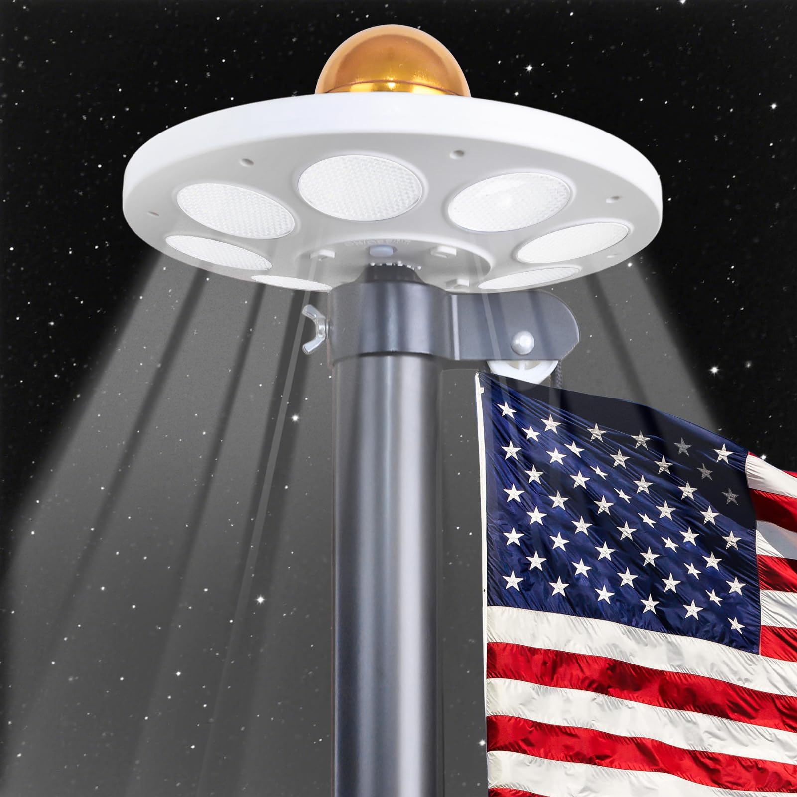 PHITRIC 136-LED flag pole light providing bright, even flag illumination outdoors