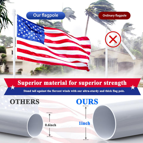 PHITRIC flag pole rustproof stainless finish for durable outdoor use.