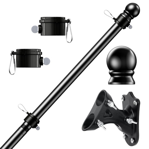 PHITRIC flagpole 6ft black during assembly shows easy setup for home display.
