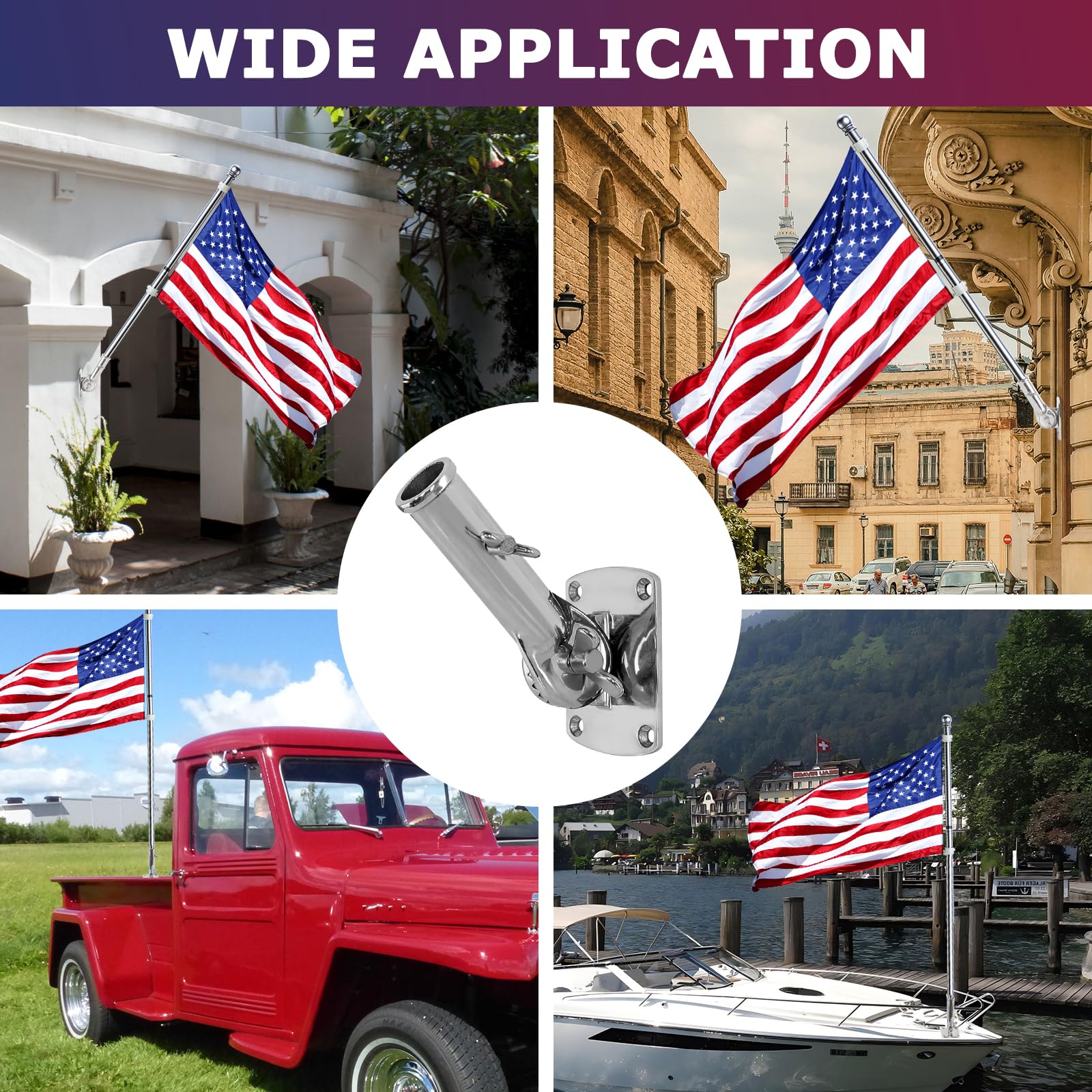 PHITRIC wind-resistant flag bracket keeps flags secured outdoors.
