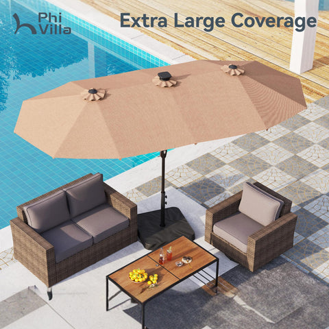 PHI VILLA 100% polyester canopy close-up showing weather-resistant fabric.