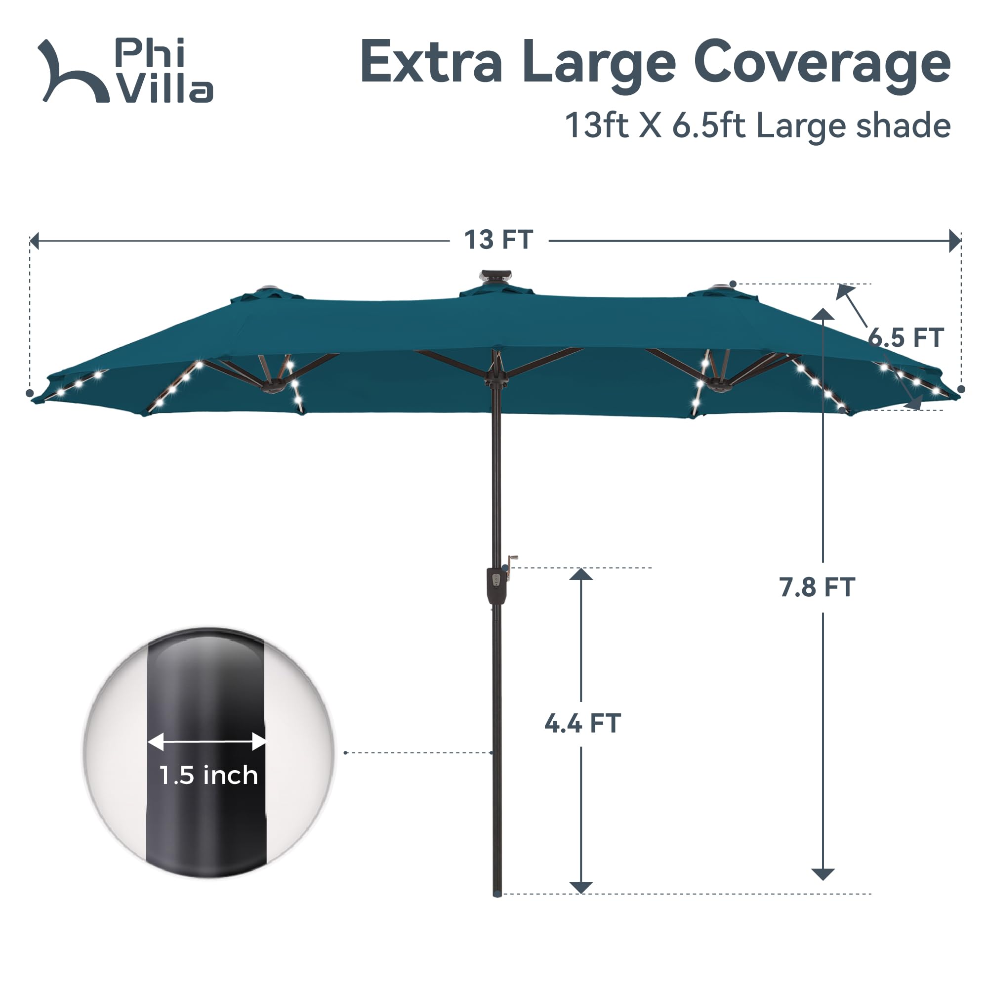 PHI VILLA smooth hand crank allows one-person opening and closing.