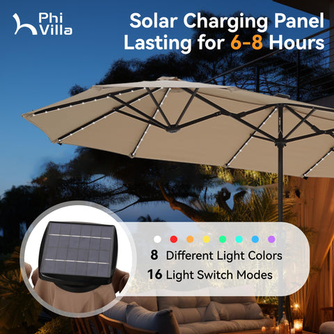 PHI VILLA LED color-changing lights along each rib add ambient evenings.