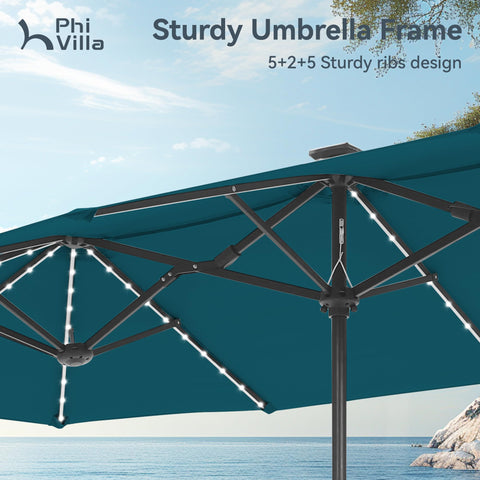 PHI VILLA 100% polyester canopy resists UV and cleans easily.
