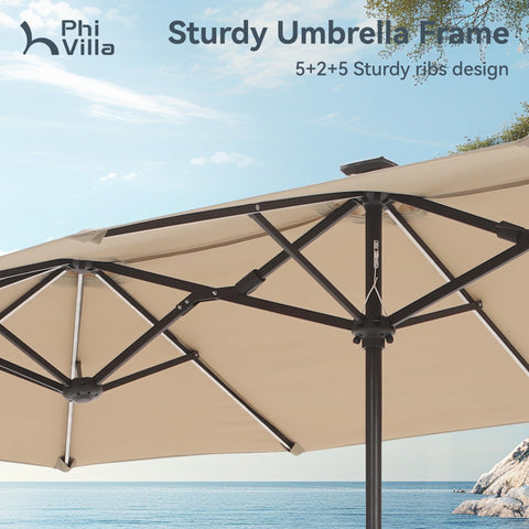 PHI VILLA rust-resistant steel pole ensures stable support for outdoor use.