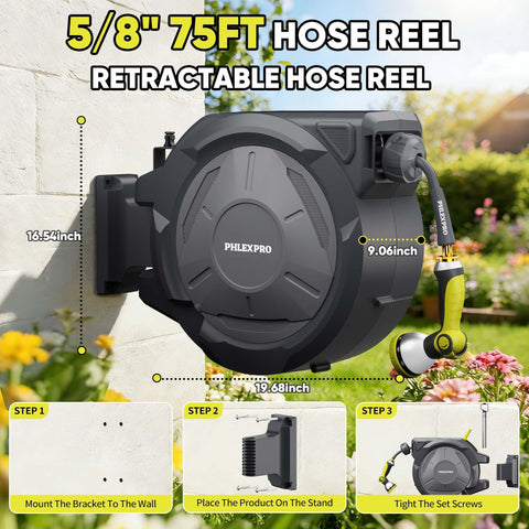 Durable metal construction built to endure outdoor use with PHLEX PRO reel.