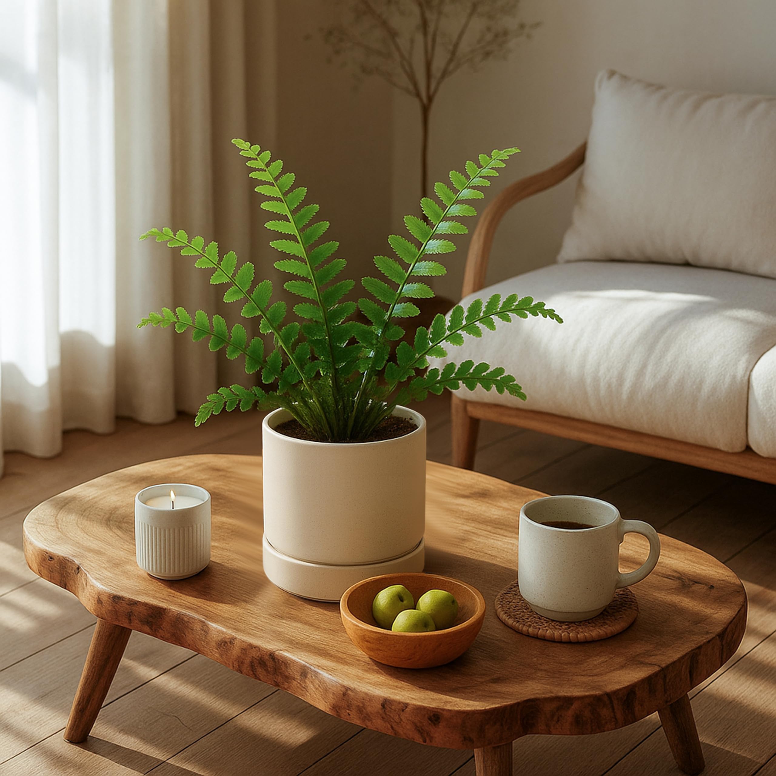 Phoenix Vine 6-inch oatmeal planter texture close-up with ceramic-like finish.