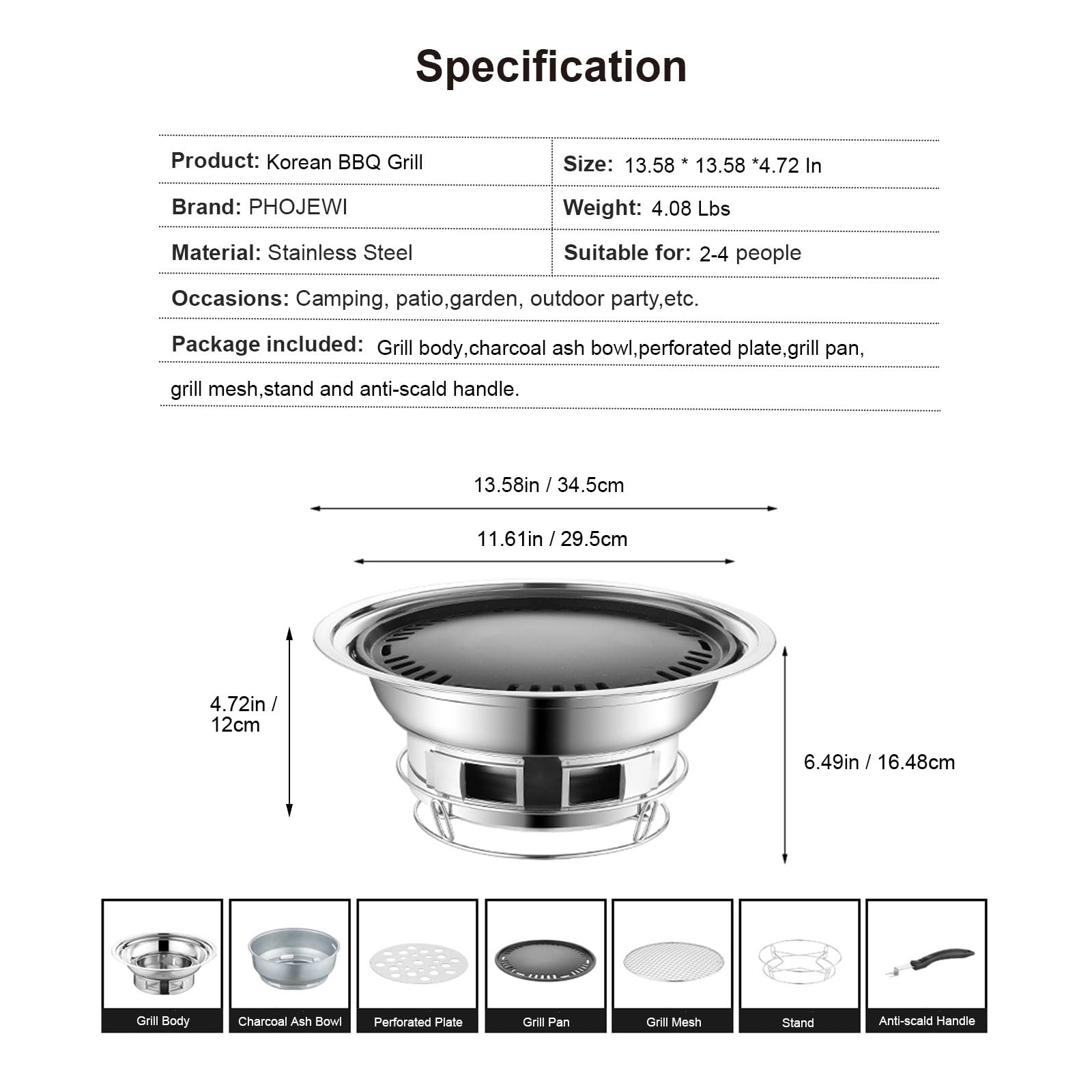 PHOJEWI anti-scald handle enhances safe transport while grilling.