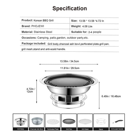 PHOJEWI anti-scald handle enhances safe transport while grilling.