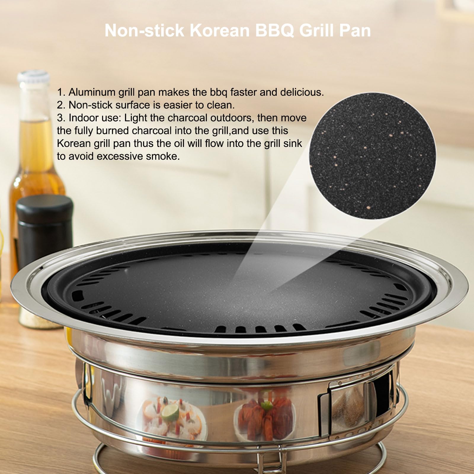 PHOJEWI non-stick grill pan for easy cleaning and fast heating.