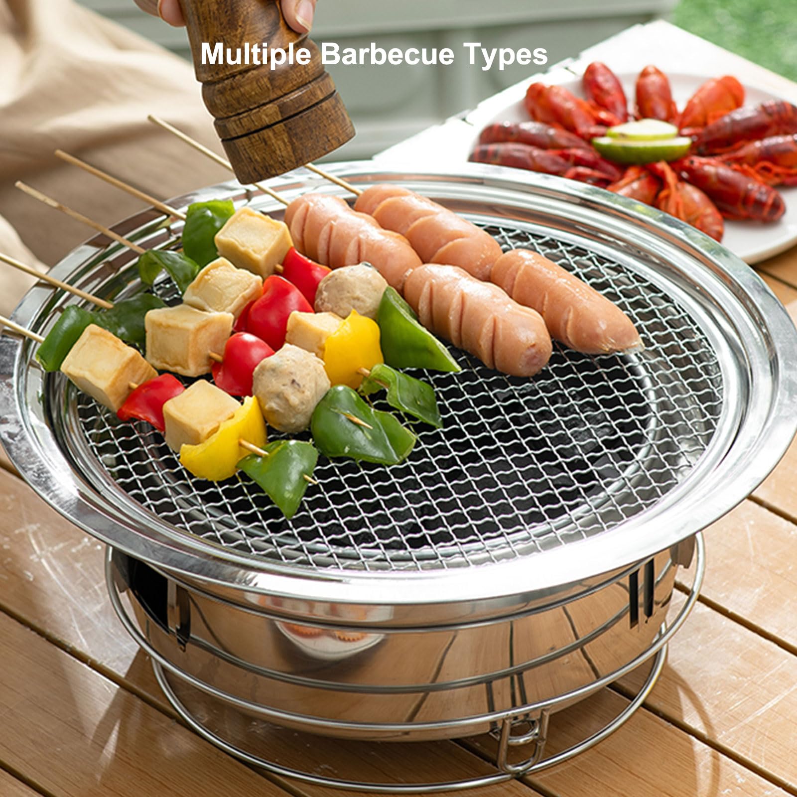 PHOJEWI portable stand keeps the grill stable on any surface.