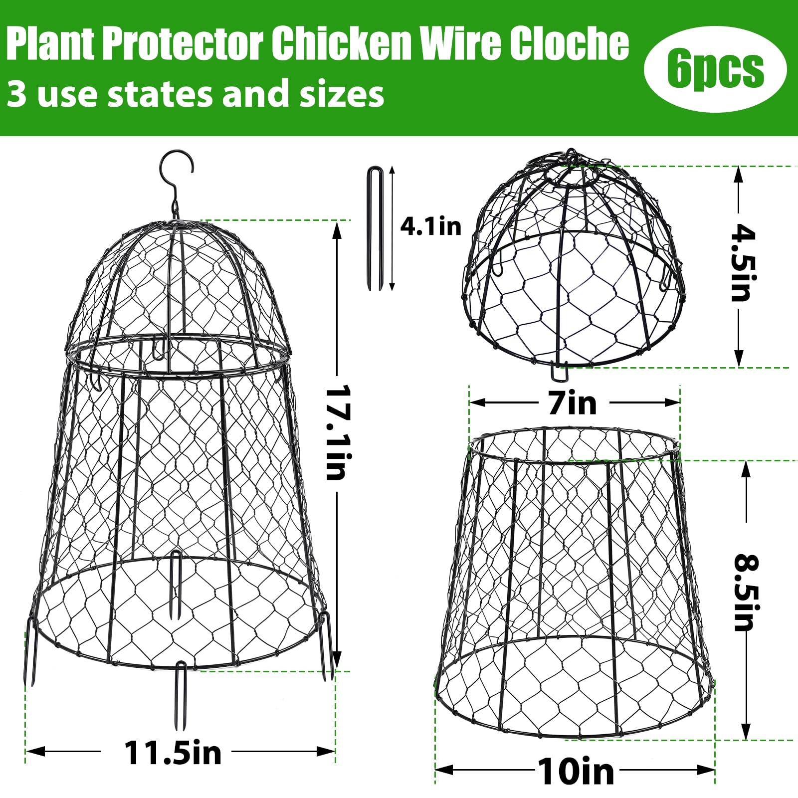Phoncoo ground stake 4-1 inch anchors the cage firmly to ground for wind-resistant setup.