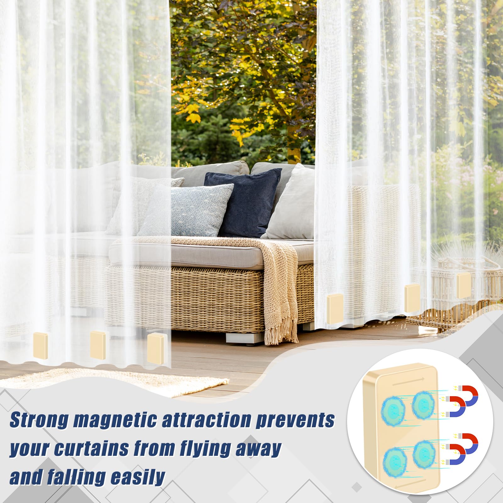 Phoncoo multipurpose magnets secure shower curtains and tablecloths.