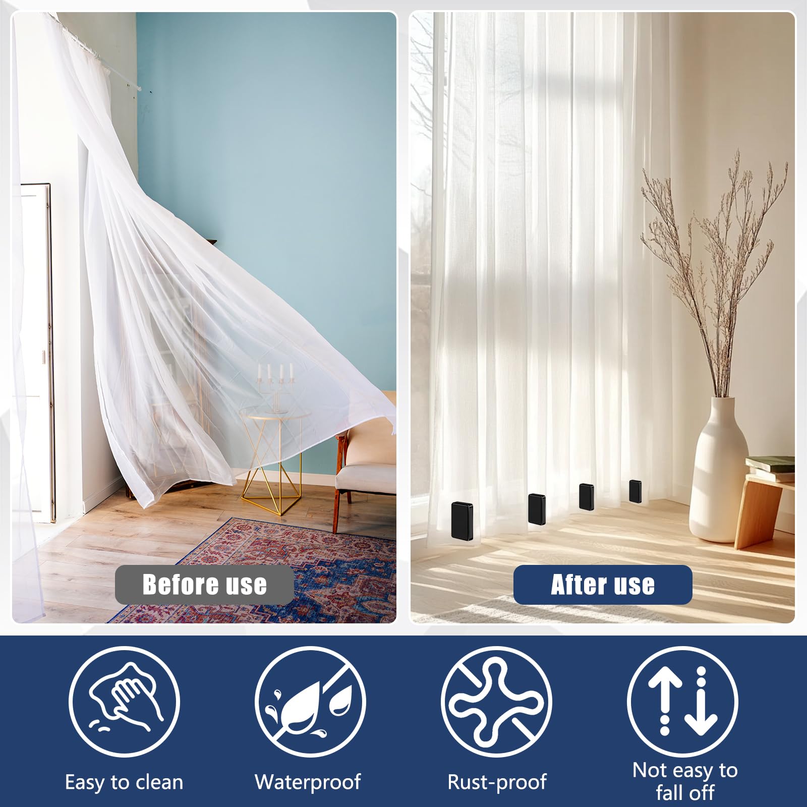 Phoncoo weatherproof curtain weights withstand rain and sun