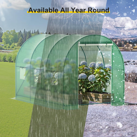 Phonjoroo greenhouse double zipper door with insect screen and heat door.