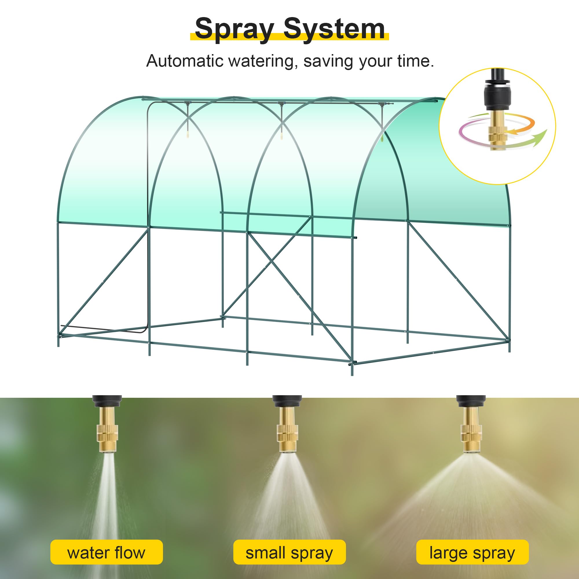 Phonjoroo greenhouse with six ventilated mesh windows for airflow and protection.