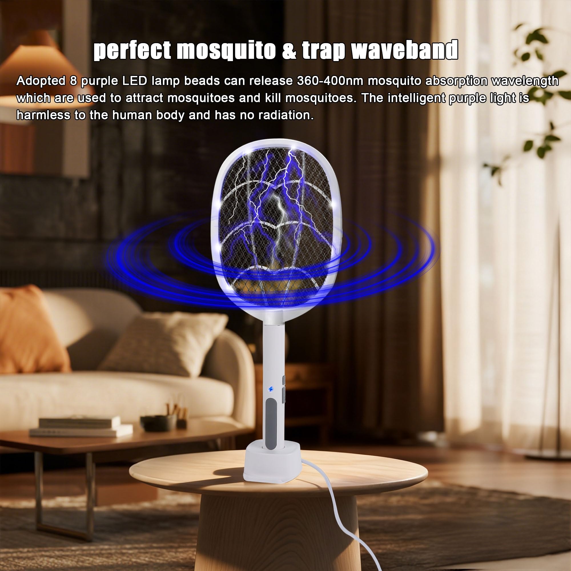 Phosooy blue light attraction edges lure mosquitoes for easier zap.