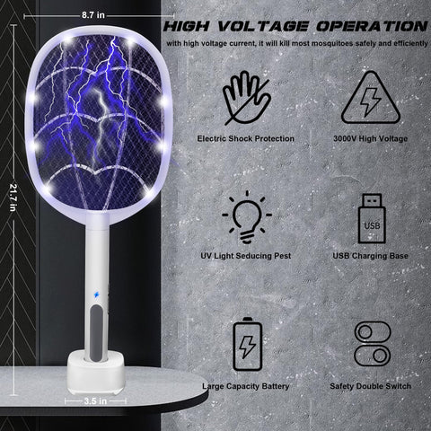 Phosooy auto mode swatter with blue light attracts insects for hands-free use