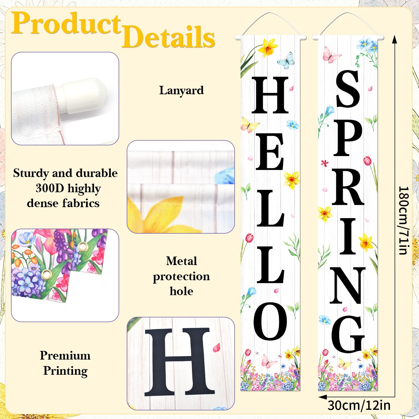 Photken banner featuring flowers and butterflies brightening porch decor