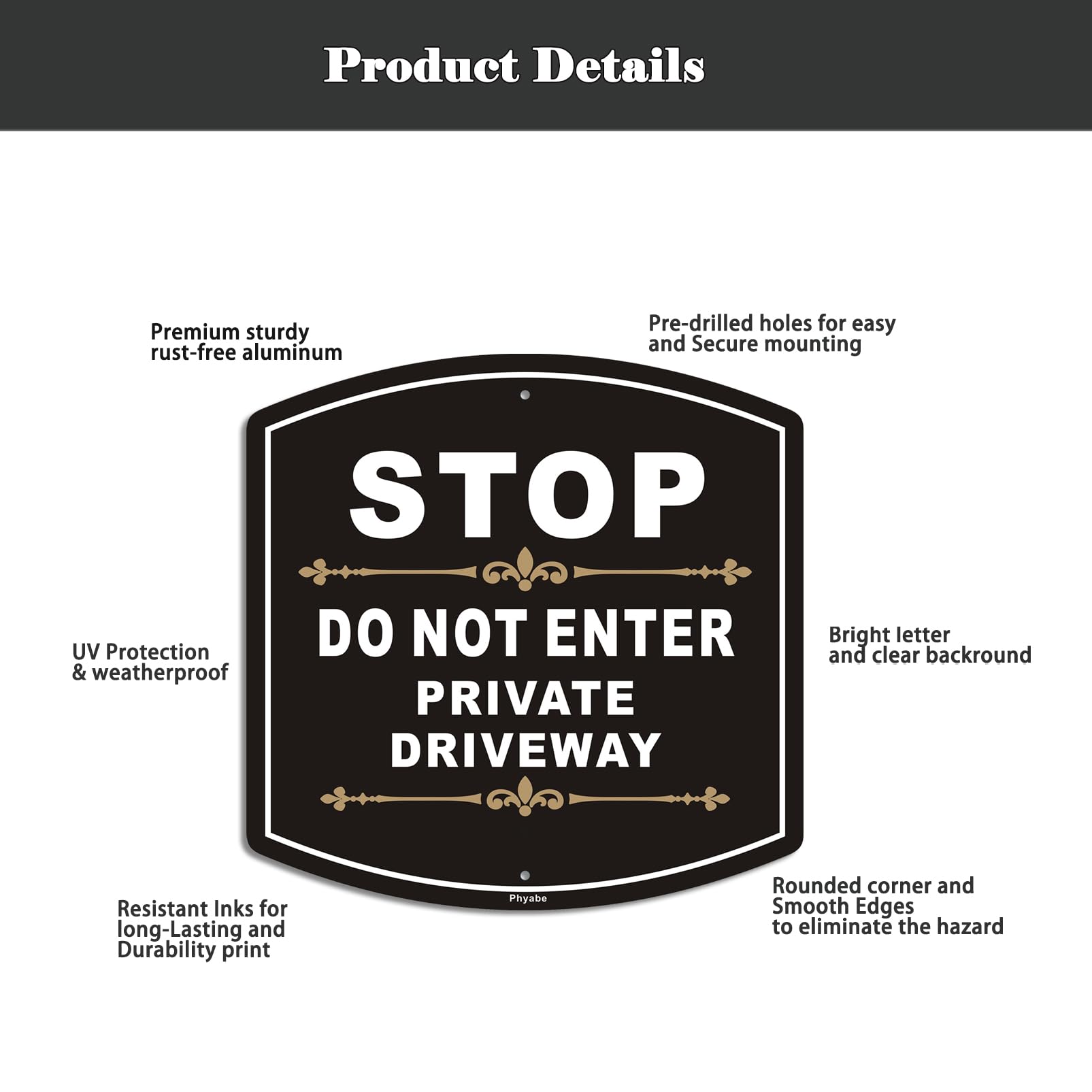 Phyabe heavy-duty driveway sign with reflective coating boosts night visibility.