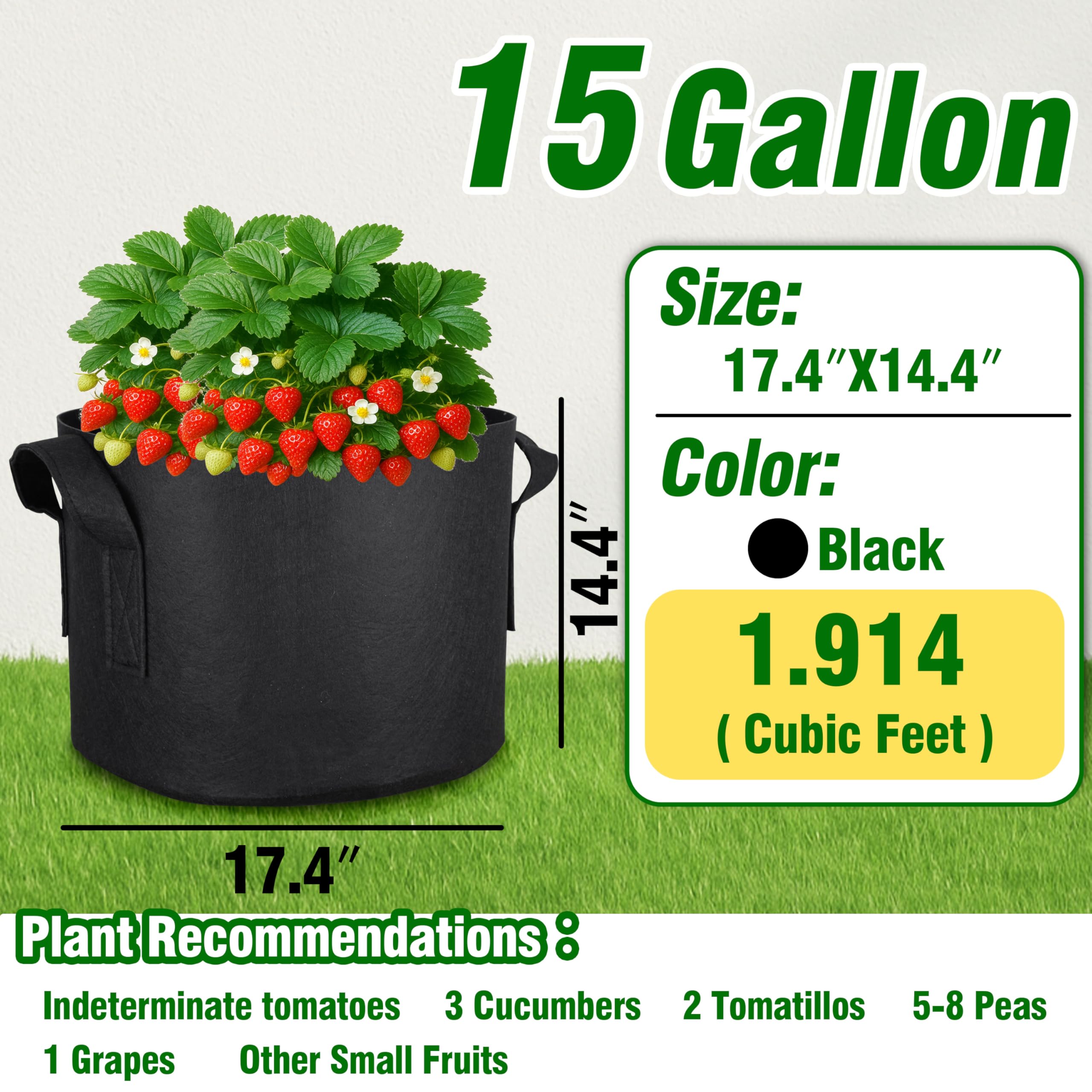 PHYEX heavy-duty fabric pots with sturdy handles for easy transport
