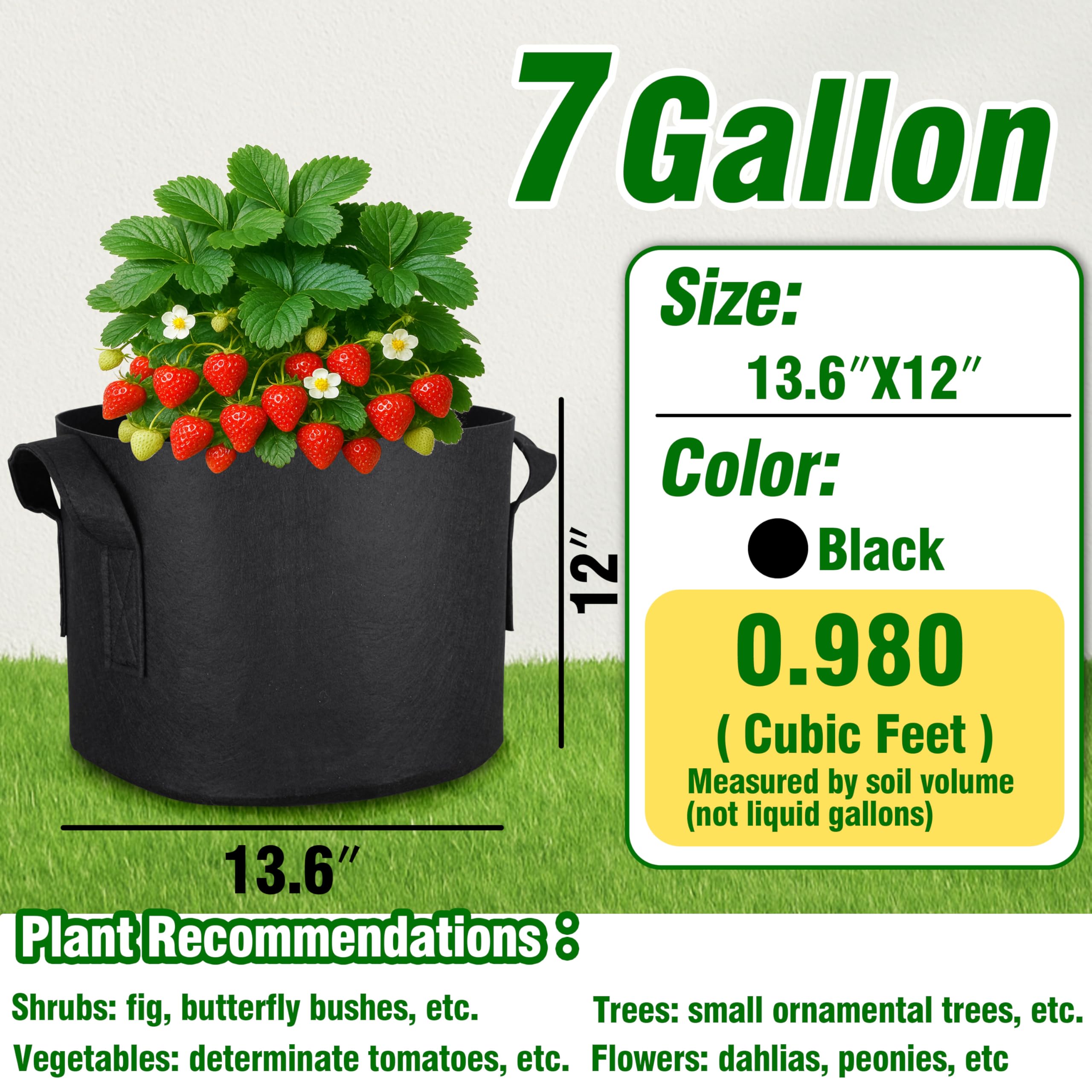 PHYEX heavy-duty fabric pots with handles, ideal for moving large herbs and vegetables.