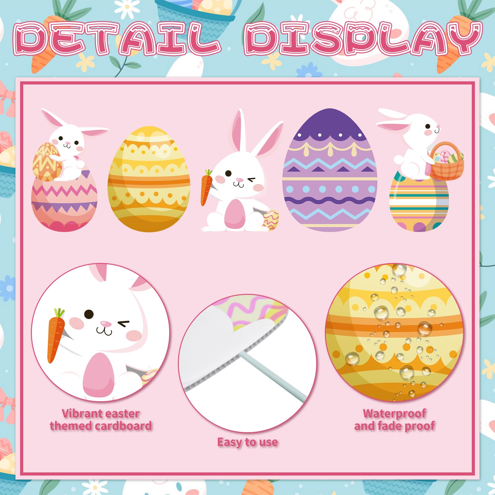 Phylence bunny-and-egg yard sign with stakes enhances outdoor decor