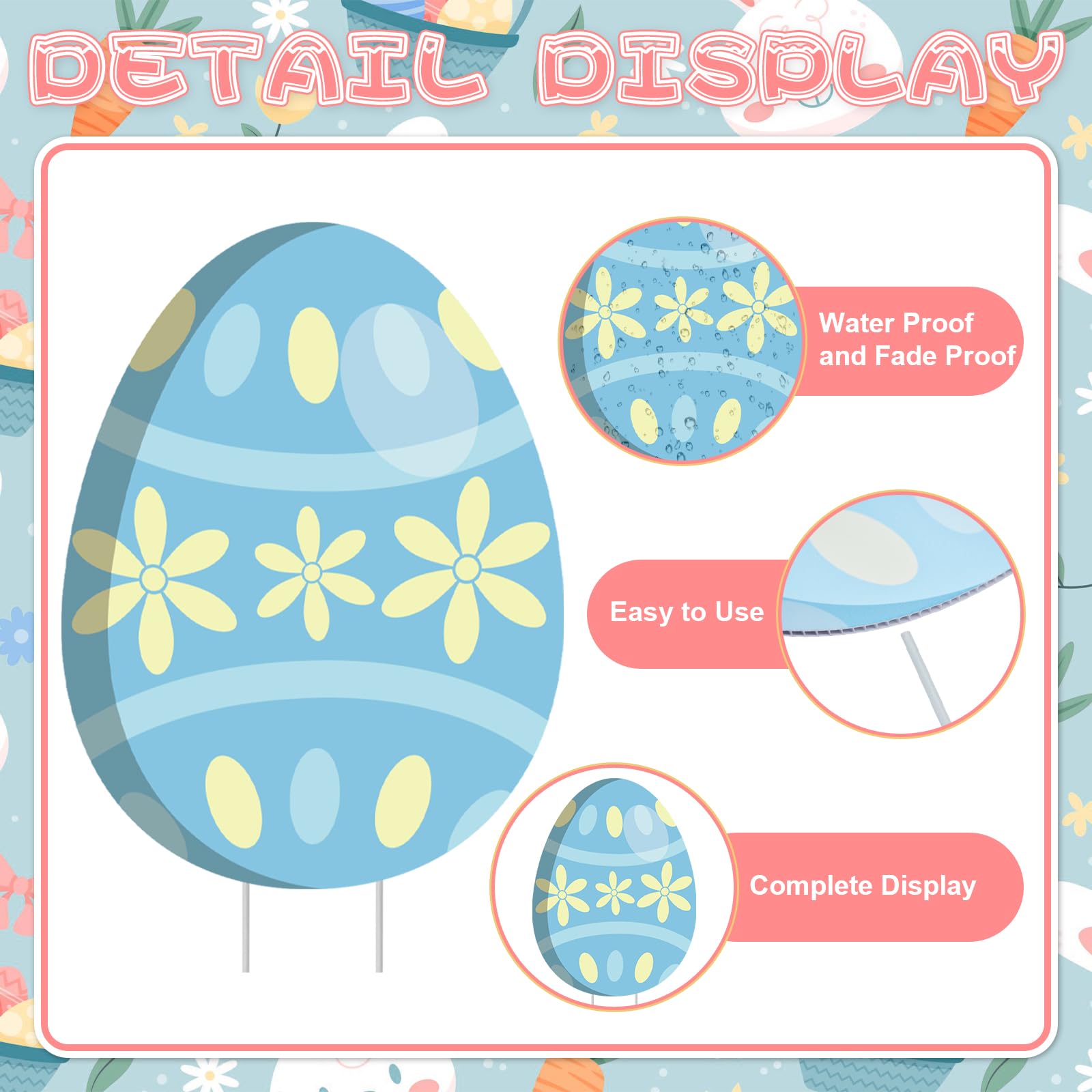 PhyLence Easter egg yard sign with colorful patterns for festive path lining.
