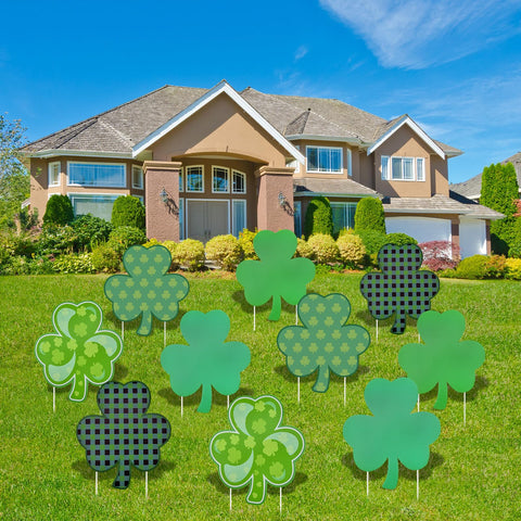 PhyLence St. Patrick's shamrock yard sign 01 enhances curb appeal with vibrant green outdoors