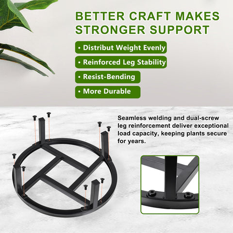 Phyluckny 11.8-inch plant stand fits medium to large pots.