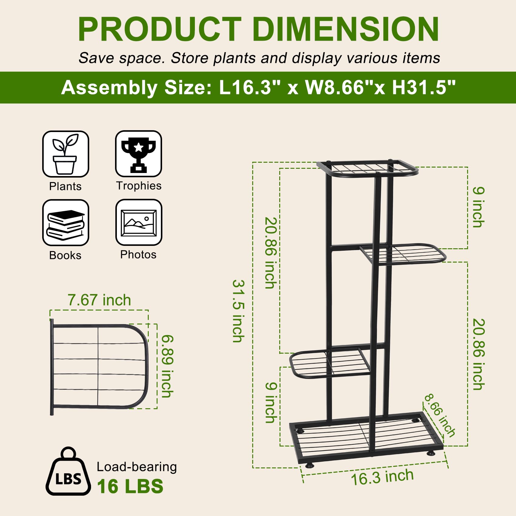 Phyluckny heavy-duty plant rack ideal for patios and living rooms