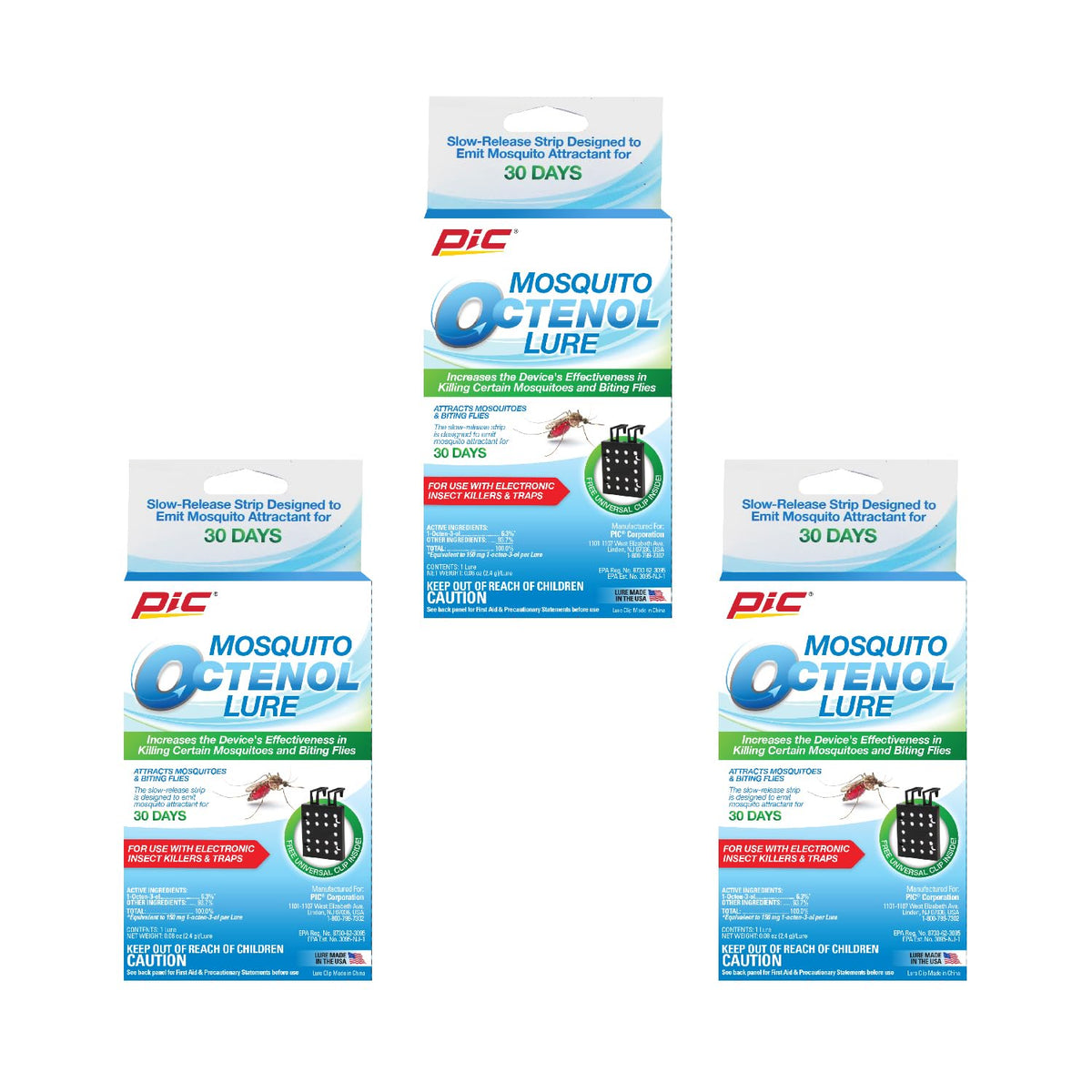 PIC Mosquito Octenol Lure 3-pack attracts mosquitoes and biting flies.
