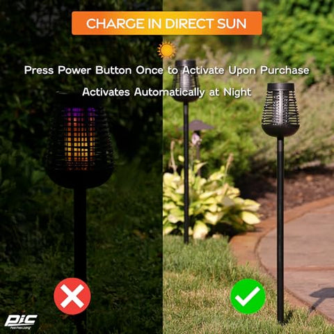 PIC Solar Insect Killer Torch blue UV LED attracts flying insects.