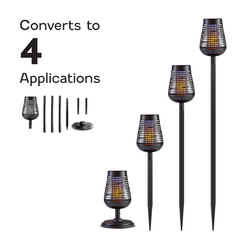 PIC Solar Insect Killer Torch with 48 inch pole reaches lawn height.
