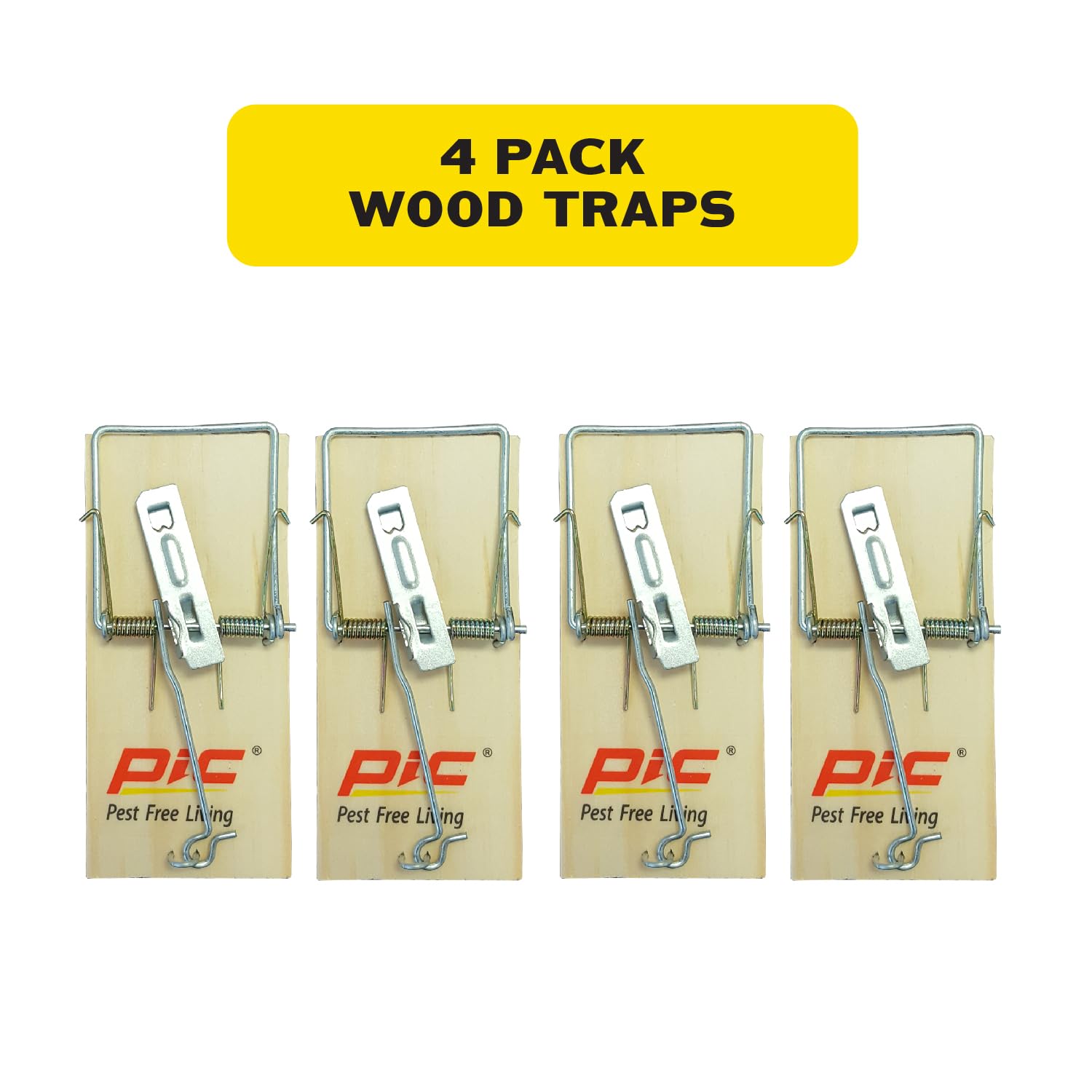 PIC Wood Mouse Trap close-up shows sturdy wooden design for reliable capture