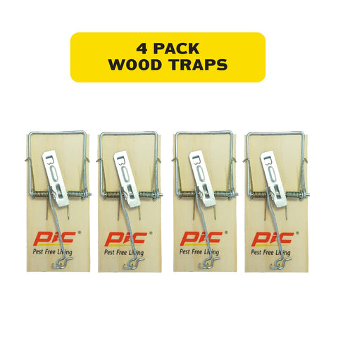 PIC Wood Mouse Trap close-up shows sturdy wooden design for reliable capture